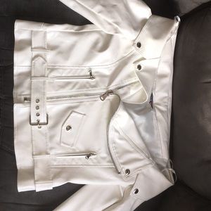 White cropped leather jacket